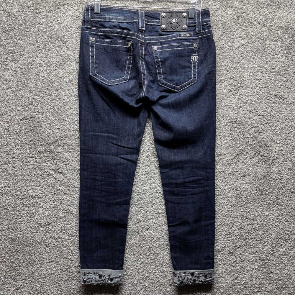 Miss Me Womens Size 30x27 Jeans Signature Cuffed Embroidered Rhinestone JP7214CK